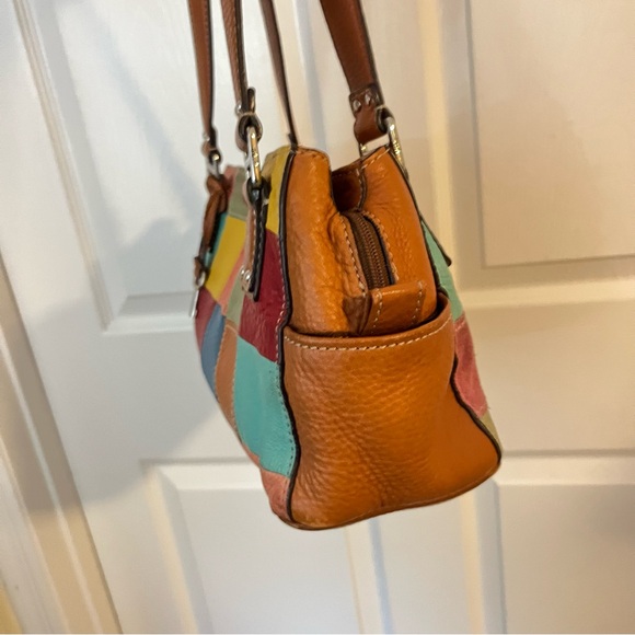Fossil Colorful Patchwork Leather Handbag Shoulder Bag - Picture 4 of 11
